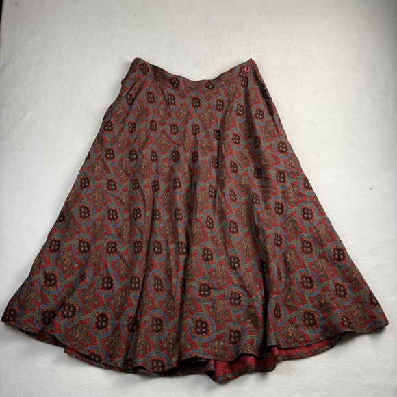Liz Claiborne Dresses & Skirts - Liz Claiborne Vintage Red Paisley Rayon Midi Skirt Womens 14 A-Line‎ Boho Retro